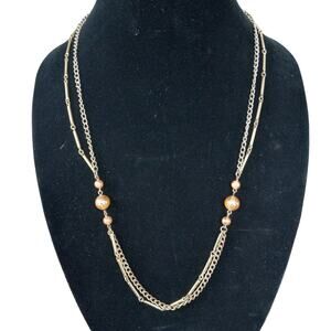 Vintage Gold Tone and Faux Pearl Necklace